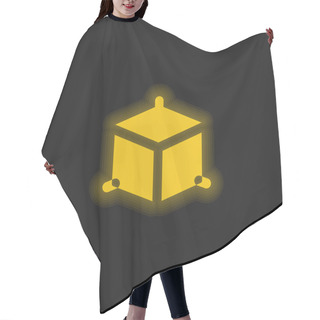 Personality  3d Modeling Yellow Glowing Neon Icon Hair Cutting Cape