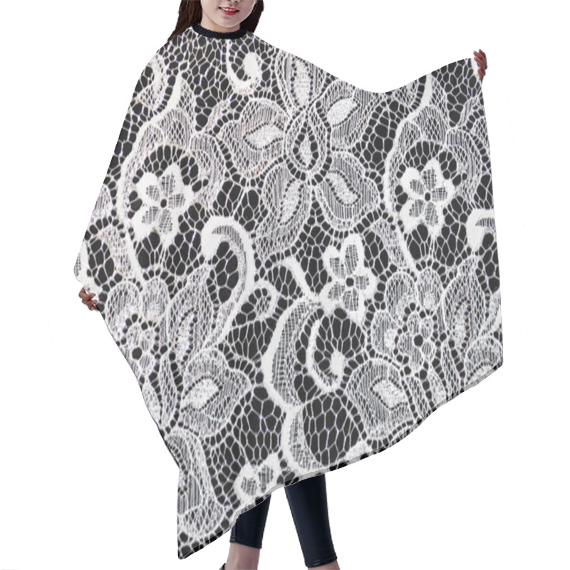Personality  Floral Tile Pattern, White And Black Colors Hair Cutting Cape