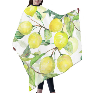 Personality  Seamless Pattern Lemon On White And Color Background. Hair Cutting Cape