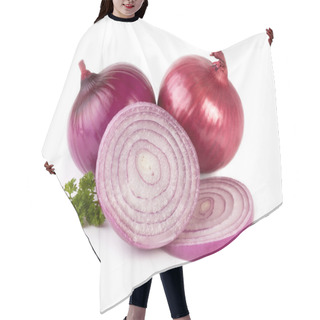 Personality  Red Onion Isolated On White Background Hair Cutting Cape