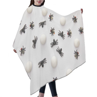 Personality  Top View Of Flies And Spiders On White Background, Halloween Decoration Hair Cutting Cape