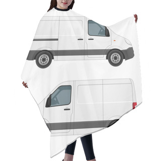 Personality  Vector Illustration Of A White Van, View Of The Right Side And The Left Side Hair Cutting Cape