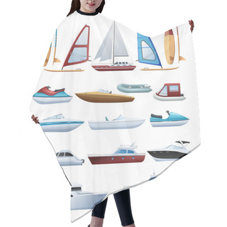 Personality  Boats  And Windsurfer Flat Icons Set Hair Cutting Cape