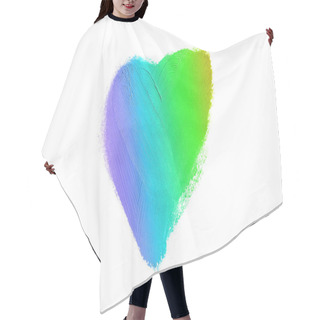 Personality  Liquid Lipstick Heart Shape Smudge Isolated On White Background. Rainbow Color Hair Cutting Cape