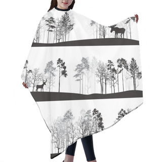 Personality  Set Of Different Landscapes With Trees And Animals Hair Cutting Cape