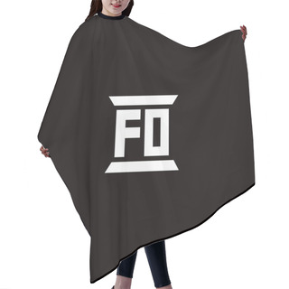 Personality  FO Logo Initial Letter Monogram With Pillar Shape Design Template Isolated In Black Background Hair Cutting Cape