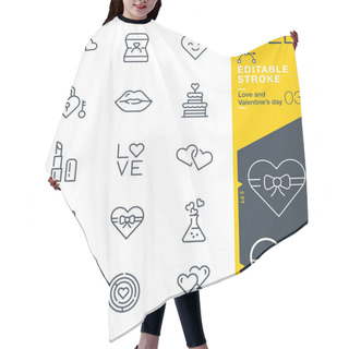 Personality  Lineo Editable Stroke - Love And Valentines Day Line Icons Hair Cutting Cape