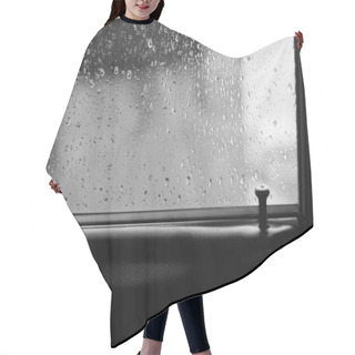 Personality  Car Glass With Drops Of Rain With Copy Space Hair Cutting Cape
