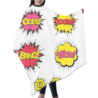 Personality  Attention Icons. Exclamation Speech Bubbles Hair Cutting Cape