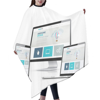 Personality  Awesome Responsive Web Design Development Side Vector Displays Hair Cutting Cape
