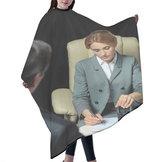 Personality  Businesspeople Signing Papers   Hair Cutting Cape