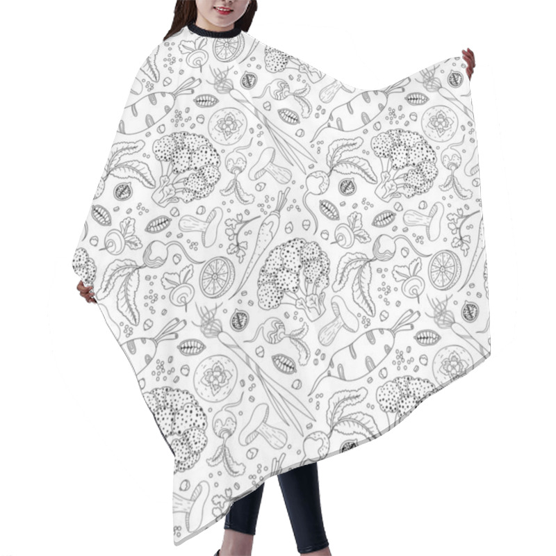 Personality  Vegetables Seamless Pattern Hair Cutting Cape