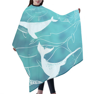 Personality  Set Of Whales And Marine Animals Hair Cutting Cape
