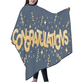 Personality  Congratulations - Gold Text Andgold Ribbon Fireworks Stars Around On Dark Blue Background Hair Cutting Cape