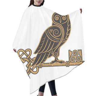 Personality  The Celtic Design. Owl And Key In The Celtic Style, A Symbol Of Wisdom Hair Cutting Cape