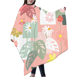 Personality  Geometric Print With Floral Motifs. Hair Cutting Cape