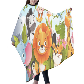 Personality  Poster With Jungle Animals Hair Cutting Cape
