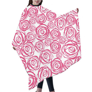 Personality  Seamless Floral Pattern With Watercolor Abstract Pink Roses. Hair Cutting Cape