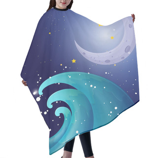 Personality  An Image Of A Big Wave And A Moon Hair Cutting Cape