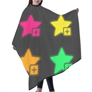 Personality  Add Four Color Glowing Neon Vector Icon Hair Cutting Cape