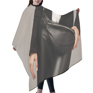 Personality  Elegant Woman With A Leather Fanny Pack Hair Cutting Cape