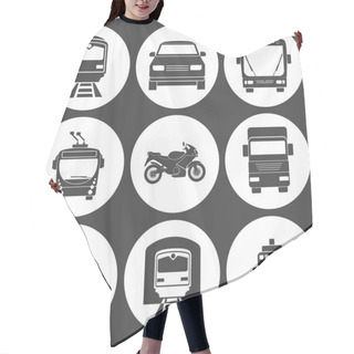 Personality  Simple Monochromatic Transport Icons Set. Hair Cutting Cape