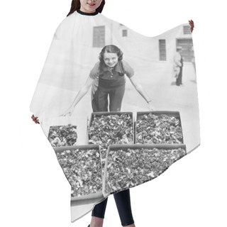 Personality  Young Woman Presenting Poppies In A Box Hair Cutting Cape
