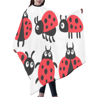 Personality  Illustration For Kids, Set Of Cute Funny Colorful Ladybugs In Various Poses. Print, Decor For Kids Bedroom, Textile Hair Cutting Cape