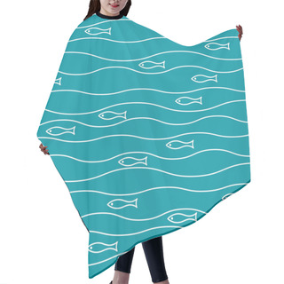 Personality  Vector Seamless Abstract Pattern, Waves Fish Vintage Retro Hair Cutting Cape
