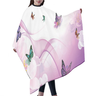 Personality  Purple Background And  Butterflies With Flowers Wallpaper Hair Cutting Cape