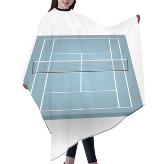 Personality  Vector Blue Tennis Court With Netting Hair Cutting Cape