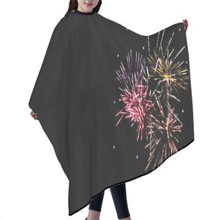 Personality  Colorful Festive Fireworks In Night Sky, Isolated On Black Hair Cutting Cape
