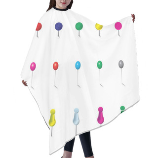 Personality  Set Of Push Pins In Different Color Hair Cutting Cape