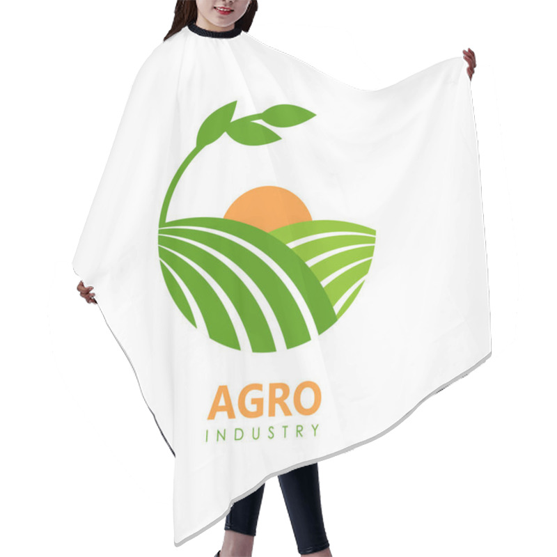 Personality  Green Agro Logo With Fields And Leaves. Hair Cutting Cape