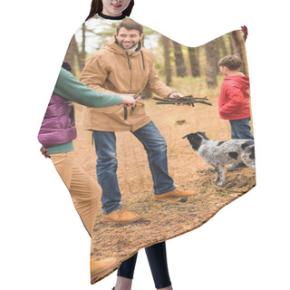 Personality  Happy Family Collecting Firewood Hair Cutting Cape