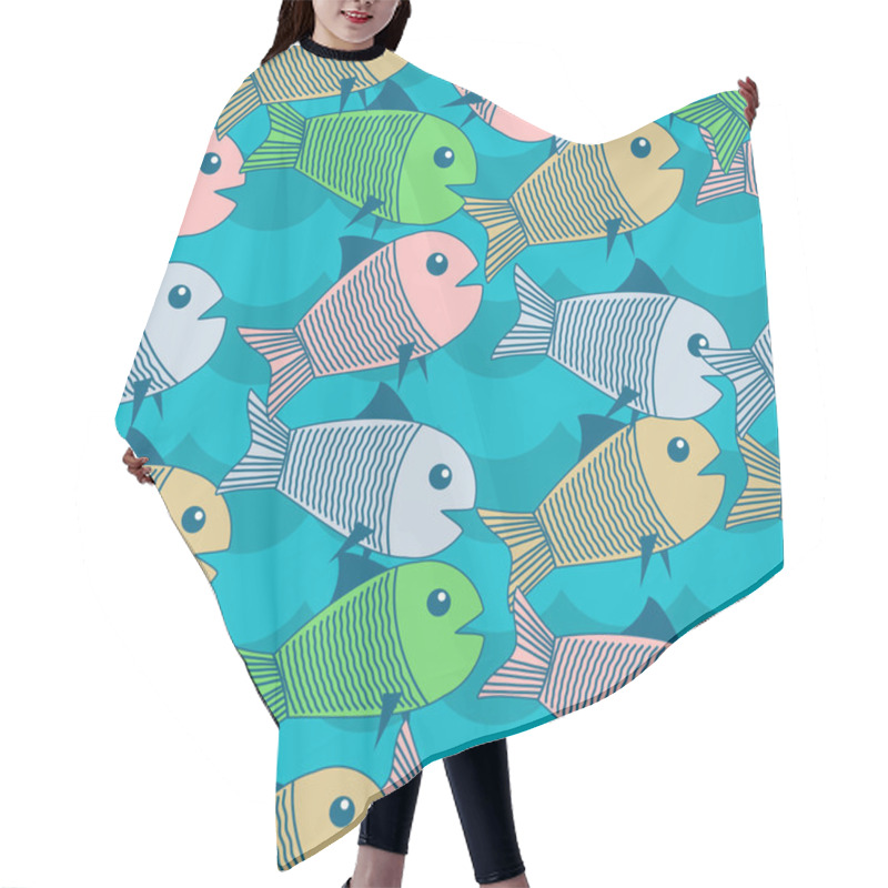 Personality  Vector background with fishes. hair cutting cape