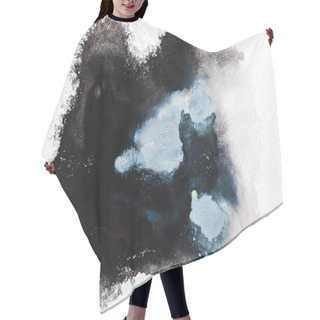 Personality  Top View Of Black And Blue Watercolor Spills On White Paper  Hair Cutting Cape