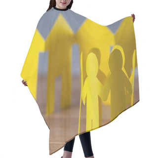 Personality  Paper Cutout People Standing In Circle Hair Cutting Cape