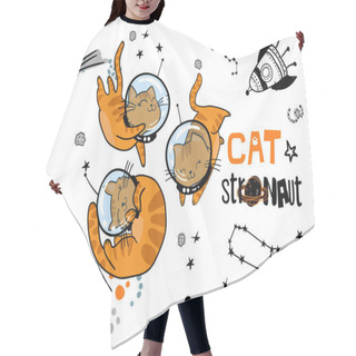 Personality  Cat In Space. Cute Typography Print With Cat Astronaut. For Kids Graphic Tees, Prints, Card And More Hair Cutting Cape