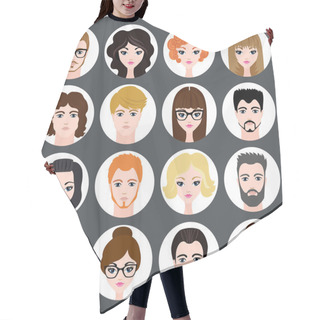 Personality  Vector Set Of Stylish Avatars Of Girls And Guys In Modern Flat Design Hair Cutting Cape