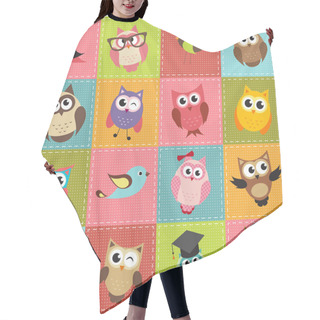 Personality  Patchwork Background With Owls Hair Cutting Cape