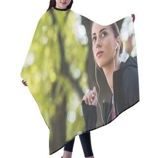 Personality  Woman Listening Music In Park Hair Cutting Cape