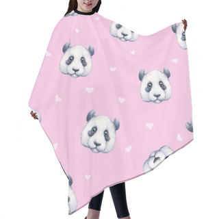 Personality  Pandas On Light Pink Background. Seamless Pattern. Watercolor Drawing. Children's Illustration. Handwork Hair Cutting Cape