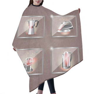 Personality  Icons Set Household Appliances Hair Cutting Cape