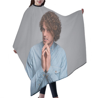 Personality  Scared Man Looking Away Hair Cutting Cape