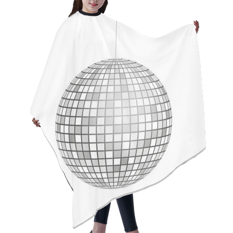 Personality  Silver Disco Ball Icon Isolated On Grayscale Background. Vector Stock Illustration. Hair Cutting Cape