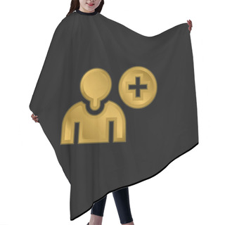 Personality  Add Friend Gold Plated Metalic Icon Or Logo Vector Hair Cutting Cape