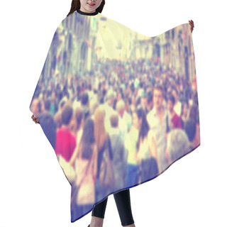Personality  Background With Blurred People Walking On The Street Hair Cutting Cape