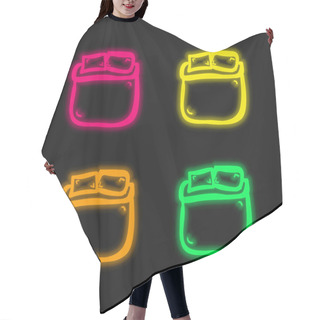 Personality  Bed Of Double Size Hand Draw Four Color Glowing Neon Vector Icon Hair Cutting Cape