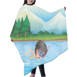 Personality  A River With A Kid Swimming Hair Cutting Cape